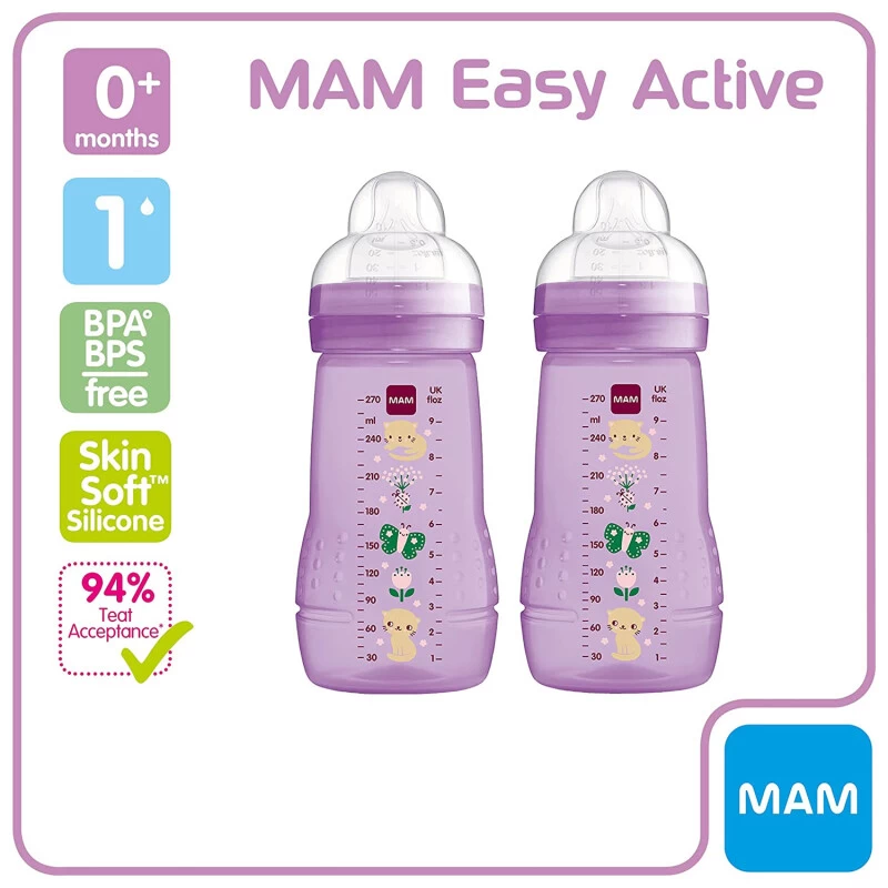MAM Easy Active Baby Bottle Purple 2 MAM Easy Active Baby Bottle Purple - Image 2